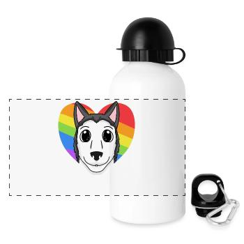 LGBT Dog Siberian Husky Rainbow - Panoramic Thermal Bottle with Lid 500 ml - white - Front
