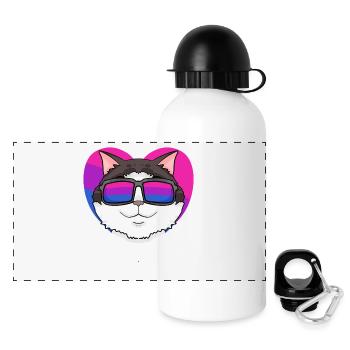 Bisexuell Ragdoll Katze - Ragdoll mit Brille - Panorama Trinkflasche mit Deckel 500 ml - Weiß - Vorne