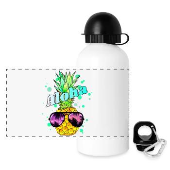 coole Ananas Aloha - Panorama Trinkflasche mit Deckel 500 ml - Weiß - Vorne