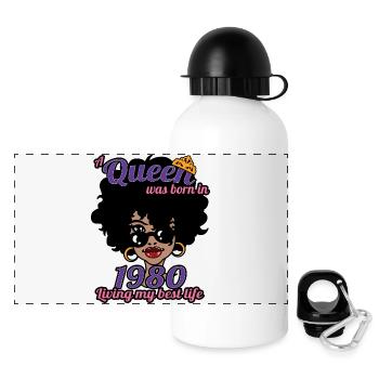 A Queen Was Born In 1980 - 42 Years Old Birthday - Panoramic Thermal Bottle with Lid 500 ml - white - Front