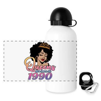Queens Are Born In 1990 - 32nd Birthday For Women - Panoramic Thermal Bottle with Lid 500 ml - white - Front