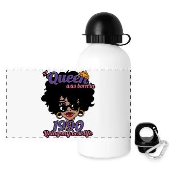 A Queen Was Born In 1990 - 32 Years Old Birthday - Panoramic Thermal Bottle with Lid 500 ml - white - Front
