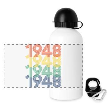 Cool Retro 1948, 74 Jahre alt, Geschenk zum 74. Geburtstag - Panorama Trinkflasche mit Deckel 500 ml - Weiß - Vorne
