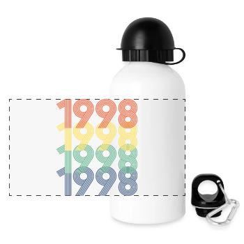 Cool Retro 1998, 24 Years Old, 24th Birthday Gift - Panoramic Thermal Bottle with Lid 500 ml - white - Front