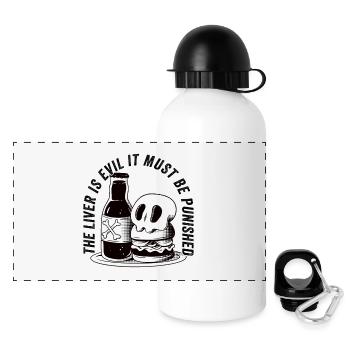 The liver is evil and is punished - Panoramic Thermal Bottle with Lid 500 ml - white - Front