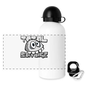 Total wild Comic Stein mit Zähnen - Panorama Trinkflasche mit Deckel 500 ml - Weiß - Vorne