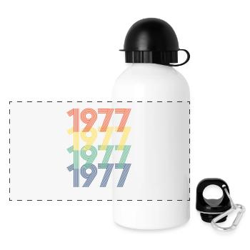 Cool Retro 1977, 45 Years Old, 45th Birthday Gift - Panoramic Thermal Bottle with Lid 500 ml - white - Front