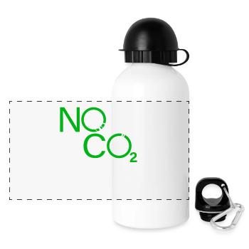 No CO2 Fahrrad Klimawandel MTB Mountainbike E-Bike - Panorama Trinkflasche mit Deckel 500 ml - Weiß - Vorne