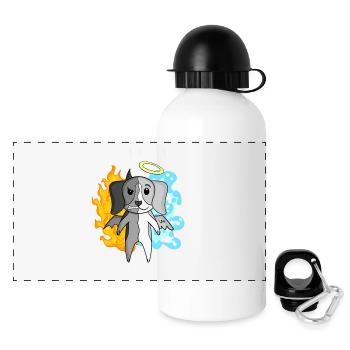 Hund Beagle - Engel und Teufel - Panorama Trinkflasche mit Deckel 500 ml - Weiß - Vorne