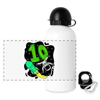 Junge 10 Jahre alt - 10. Geburtstag Geschenk - Panorama Trinkflasche mit Deckel 500 ml - Weiß - Vorne