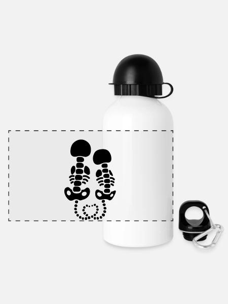 Effrayant Mignon Chat Squelette Bones Heart Tail Halloween - Gourde panoramique avec couvercle 500 ml - blanc