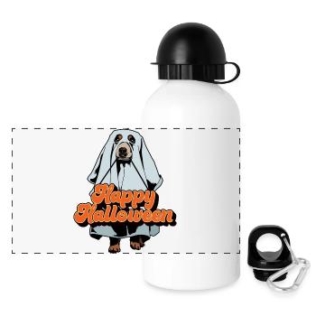 Happy Halloween - Spooky Dog Ghost Trick or Treat - Panoramic Thermal Bottle with Lid 500 ml - white - Front