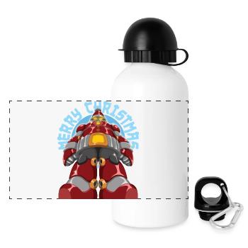 Frohe Weihnachten Cool Roboter Santa Claus Weihnachten Geschenk - Panorama Trinkflasche mit Deckel 500 ml - Weiß - Vorne