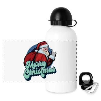 Frohe Weihnachten Weihnachtsmann Daumen hoch Weihnachtsgeschenk - Panorama Trinkflasche mit Deckel 500 ml - Weiß - Vorne