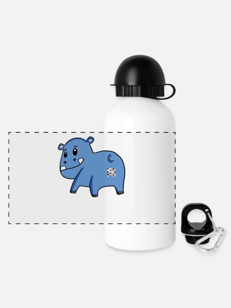 Hippo Ass - Hippopotame Butt - Gourde panoramique avec couvercle 500 ml - blanc