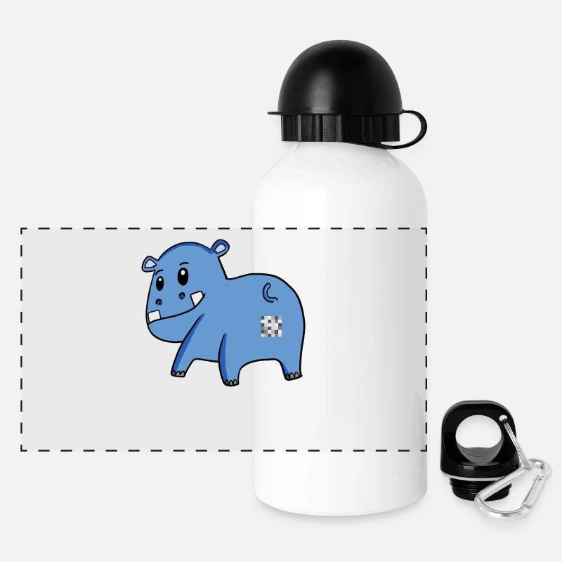 Hippo Ass - Hippopotame Butt - Gourde panoramique avec couvercle 500 ml - blanc