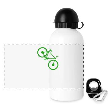 No CO2 Fahrrad Klimawandel MTB Mountainbike E-Bike - Panorama Trinkflasche mit Deckel 500 ml - Weiß - Vorne