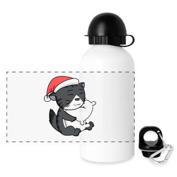 Chat de forêt norvégien Chat Noël endormi - Gourde panoramique avec couvercle 500 ml - blanc - Devant