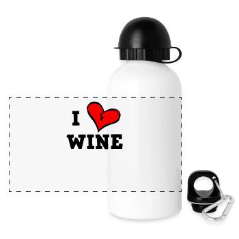 Ich liebe Wein - Panorama Trinkflasche mit Deckel 500 ml - Weiß - Vorne