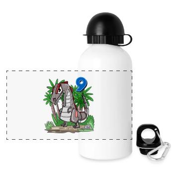 Boys 9 years 9th birthday Boys Dino Shirt - Panoramic Thermal Bottle with Lid 500 ml - white - Front