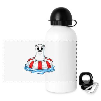 Eisbär Motiv - Panorama Trinkflasche mit Deckel 500 ml - Weiß - Vorne