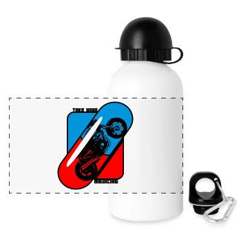Nehmen Sie Ihre Medizin Pille naked bike Motorrad - Panorama Trinkflasche mit Deckel 500 ml - Weiß - Vorne