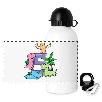 5 ans - 5ème anniversaire avec motif animal - Gourde panoramique avec couvercle 500 ml - blanc - Devant