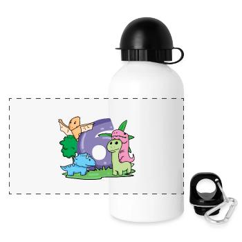 6 ans - 6ème anniversaire avec motif animal - Dino - Gourde panoramique avec couvercle 500 ml - blanc - Devant