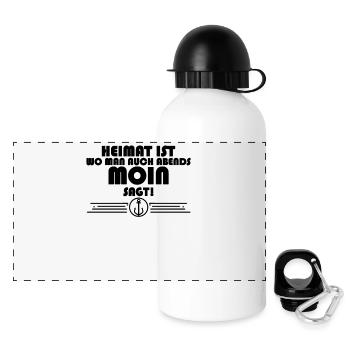 Anker Nordsee Plattdeutsch Spruch Moin - Panorama Trinkflasche mit Deckel 500 ml - Weiß - Vorne