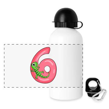6 ans - 6ème anniversaire avec motif animal - Gourde panoramique avec couvercle 500 ml - blanc - Devant