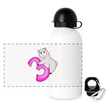 3 ans - 3ème anniversaire avec motif animal - mouton - Gourde panoramique avec couvercle 500 ml - blanc - Devant