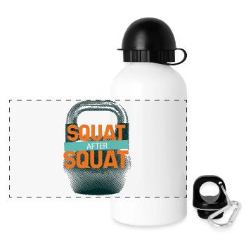 Kettlebell Squat Workout - Panorama Trinkflasche mit Deckel 500 ml - Weiß - Vorne
