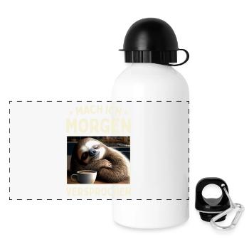 Mach Ich Morgen Versprochen Egal Faul Faultier - Panorama Trinkflasche mit Deckel 500 ml - Weiß - Vorne