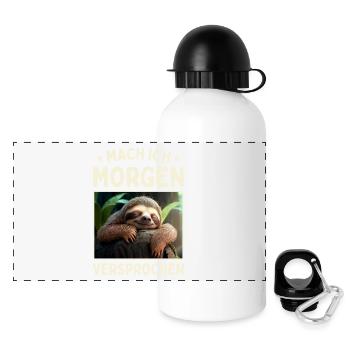 Mach Ich Morgen Versprochen Egal Faul Faultier - Panorama Trinkflasche mit Deckel 500 ml - Weiß - Vorne