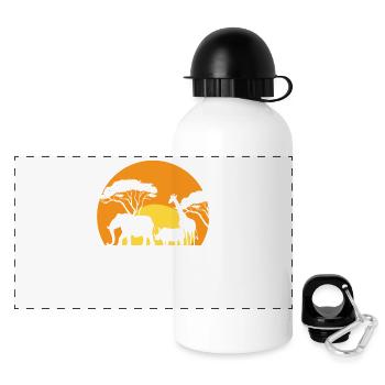 Guide touristique Safari Design pour un touriste Safari - Gourde panoramique avec couvercle 500 ml - blanc - Devant