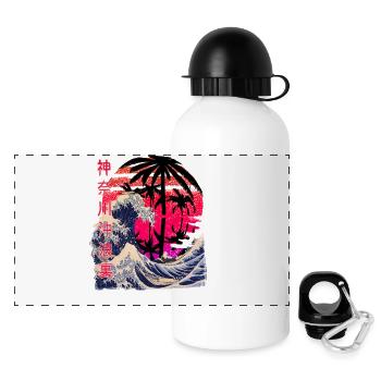 Big Wave Kanagawa Retro Sunset - Panoramic Thermal Bottle with Lid 500 ml - white - Front
