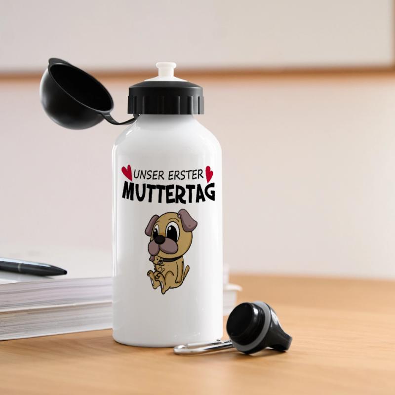 Muttertag - erster Muttertag Geschenk Panorama Trinkflasche mit Deckel 500 ml