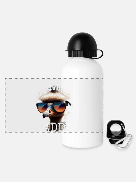 Emu Daddy Vogel Strauß Laufvogel Dad Vatertag Emu - Panorama Trinkflasche mit Deckel 500 ml - Weiß