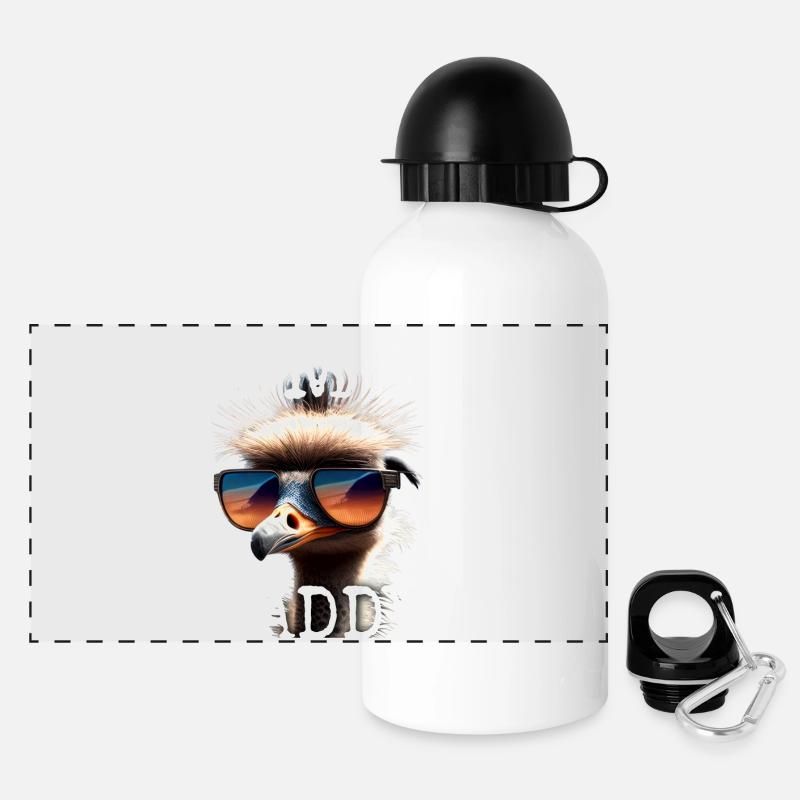 Emu Daddy Vogel Strauß Laufvogel Dad Vatertag Emu - Panorama Trinkflasche mit Deckel 500 ml - Weiß