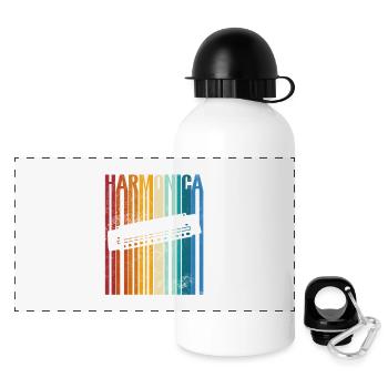 Harmonica Retro - Panorama Trinkflasche mit Deckel 500 ml - Weiß - Vorne