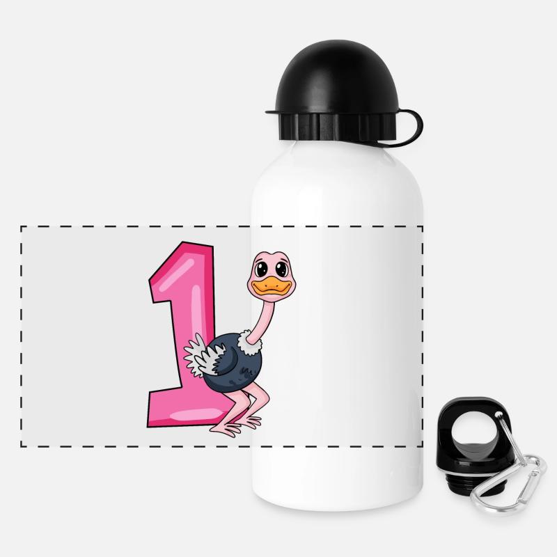 1 Geburtstag 1 Jahre alt mit Tier Motiv - Eins - Panorama Trinkflasche mit Deckel 500 ml - Weiß