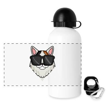 Cool cat with sunglasses - cat breed turquoise - Panoramic Thermal Bottle with Lid 500 ml - white - Front
