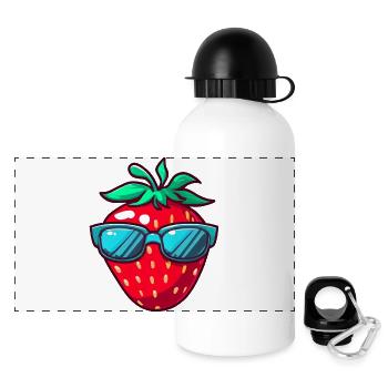 Coole Erdbeere mit Sonnenbrille - Fröhliches - Panorama Trinkflasche mit Deckel 500 ml - Weiß - Vorne
