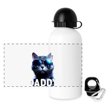 Cat Daddy Cats Father Cat Dad Dad Father's Day Cat - Panoramic Thermal Bottle with Lid 500 ml - white - Front