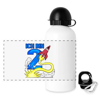 2 Birthday Boy Astronaut Rocket - deux ans - Gourde panoramique avec couvercle 500 ml - blanc - Devant