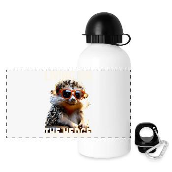 Igel Living on the Hedge Stacheltier Liebe Igel - Panorama Trinkflasche mit Deckel 500 ml - Weiß - Vorne