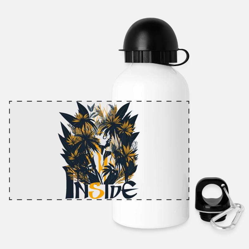 Man in the jungle - Panoramic Thermal Bottle with Lid 500 ml - white