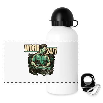Mechanic with auto parts - Panoramic Thermal Bottle with Lid 500 ml - white - Front