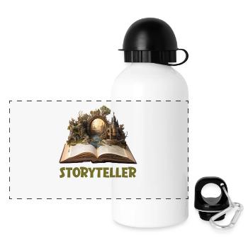 Storyteller – Conception de livres de jeux de rôle fantastiques - Gourde panoramique avec couvercle 500 ml - blanc - Devant
