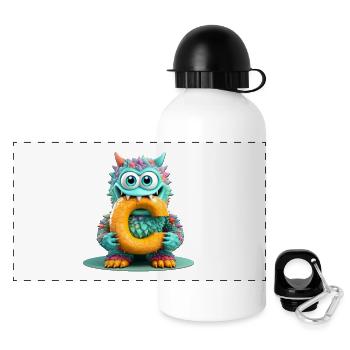 Monstre coloré avec la lettre C - Gourde panoramique avec couvercle 500 ml - blanc - Devant